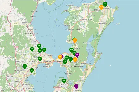 Mapa dos Motoboys em Florianópolis